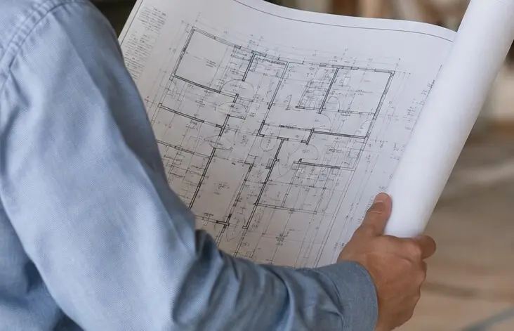 Private Certifier reviews blueprint for structural alteration project